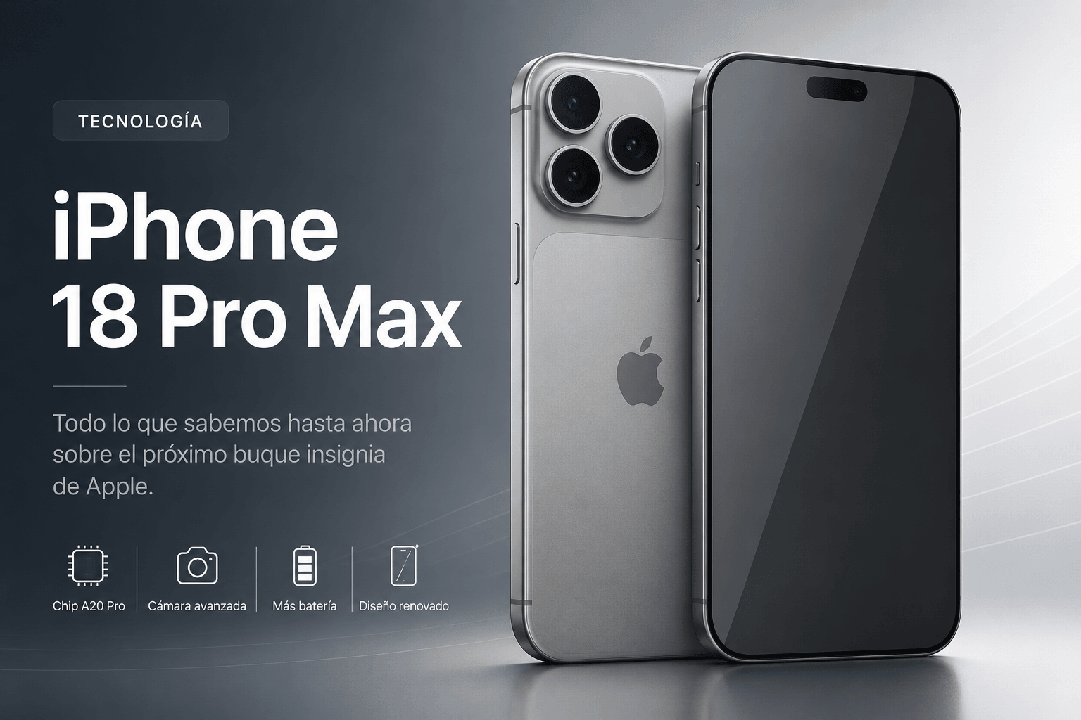 apple iphone 18 pro max diseño conceptual render 2026