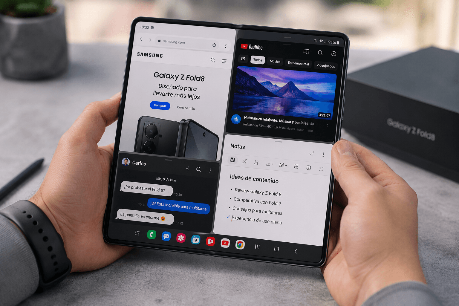 samsung galaxy z fold 8 pantalla plegable multitarea